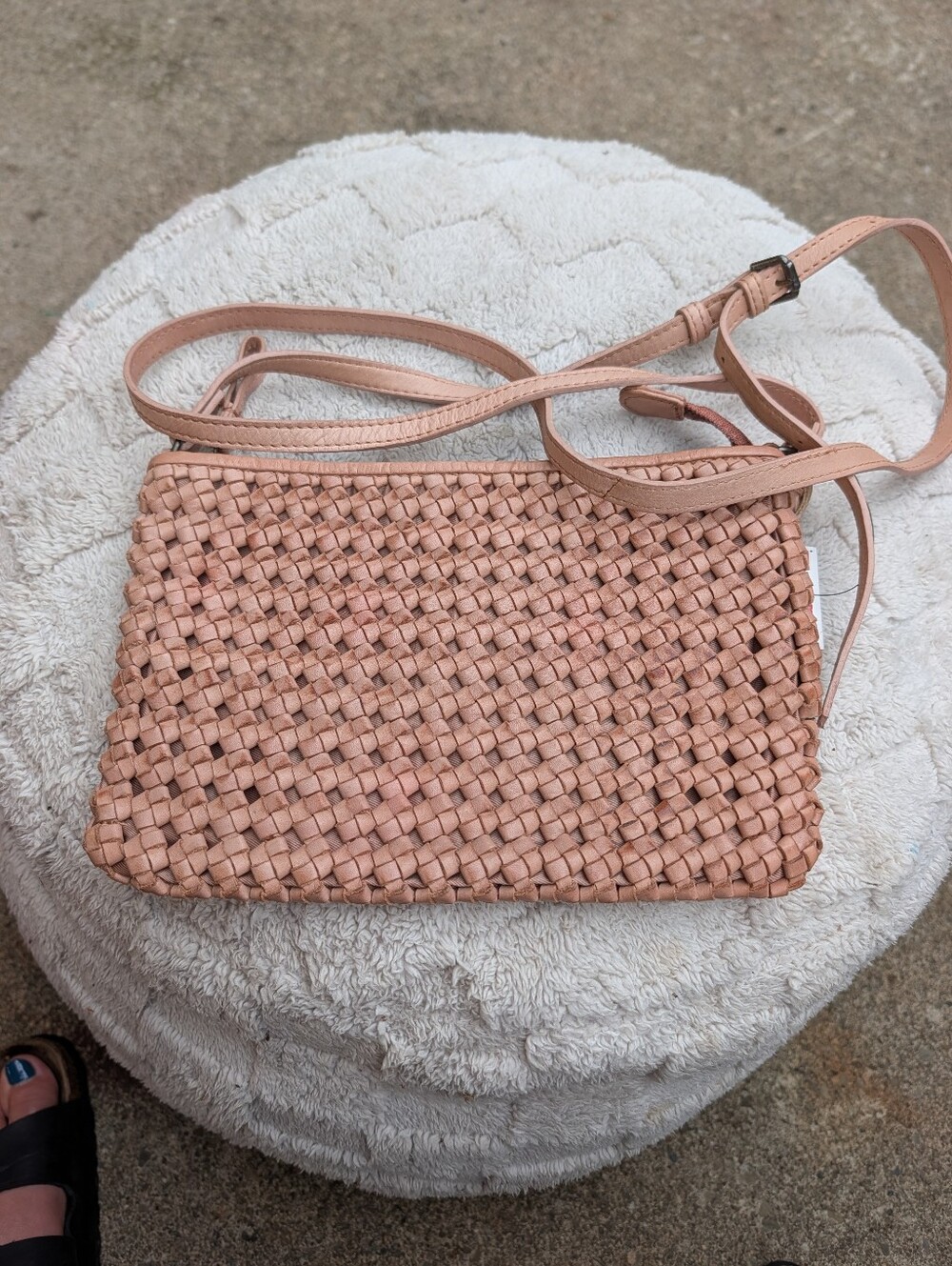 NWT Handcrafted In India Light Tan Leather Crossbody Bag